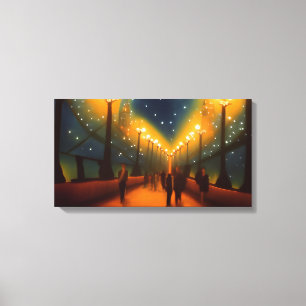 Discover the Vibrant Night Life with Digital Art Canvas Print
