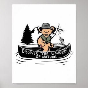 Discover The Wonders Of Nature Fishing Hiking Funn Poster
