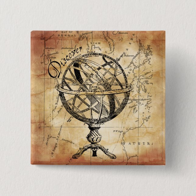 Discover the World 15 Cm Square Badge (Front)