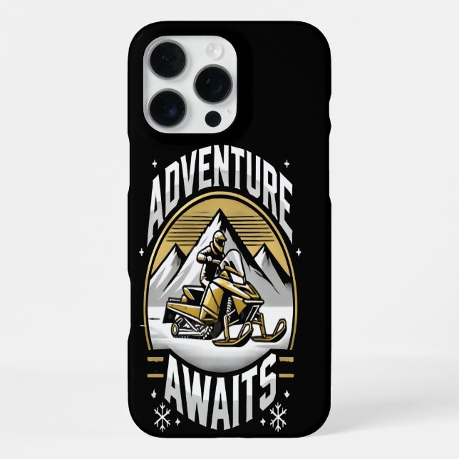 Discover Winter Snowmobiling Fun! iPhone Case (Back)