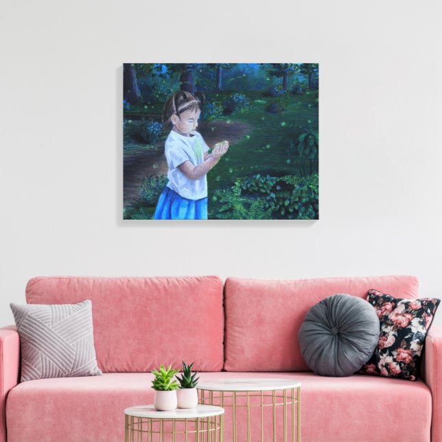 Discovering Fireflies Canvas Print (Insitu(LivingRoom))