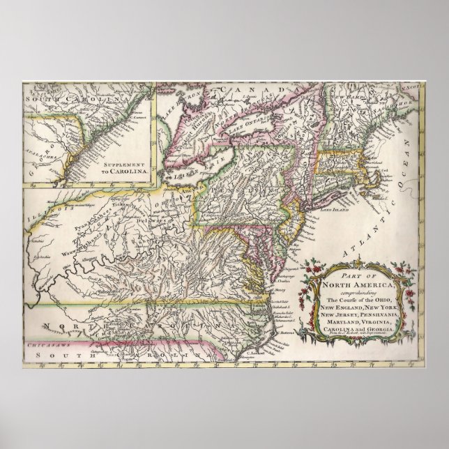 Discovering The Eastern United States Map (1759) Poster (Front)