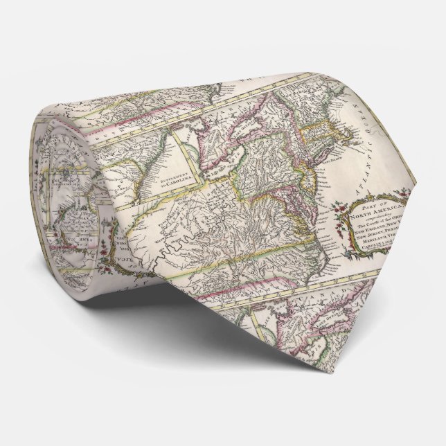 Discovering The Eastern United States Map (1759) Tie (Rolled)