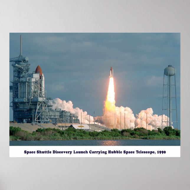 Discovery Carrying Hubble Telescope 1990 Poster (Front)