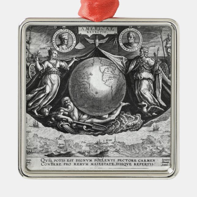 Discovery of America Metal Tree Decoration (Front)