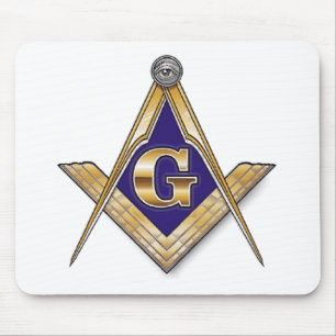 Discreet Blue Square & Compasses Mouse Mat