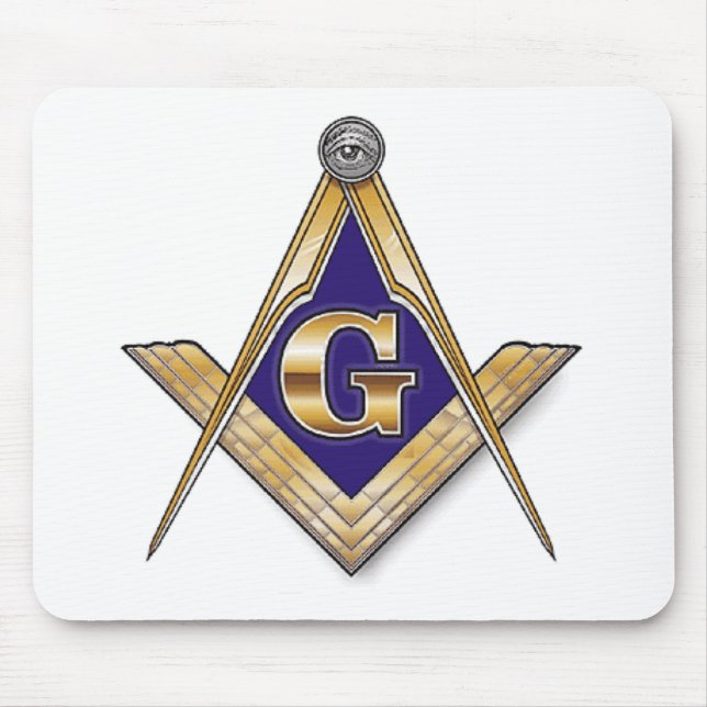 Discreet Blue Square & Compasses Mouse Mat (Front)