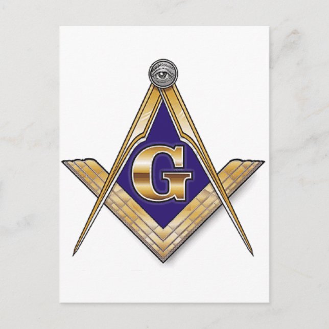 Discreet Blue Square & Compasses Postcard (Front)