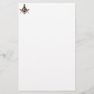 Discreet Blue Square & Compasses Stationery