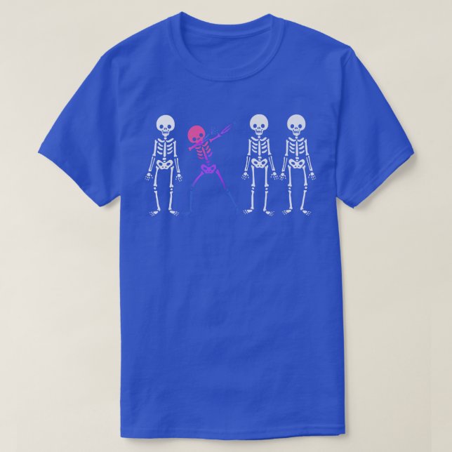 Discrete Biseual Skeleton Subtle Bi Pride Hallowee T-Shirt (Design Front)