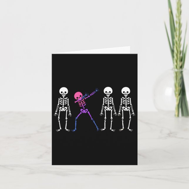 Discrete Biual Skeleton Subtle Bi Pride Halloween  Card (Front)