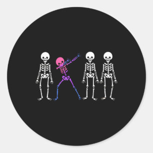 Discrete Biual Skeleton Subtle Bi Pride Halloween Classic Round Sticker