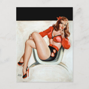 Discrete Pin Up Postcard