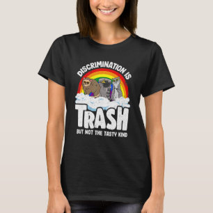 Discrimination Is Trash Gay Pride Racoon Opossum T-Shirt
