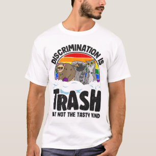 Discrimination Is Trash Gay Pride Racoon Opossum  T-Shirt
