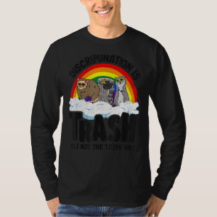 Discrimination Is Trash Gay Pride Racoon Opossum T-Shirt