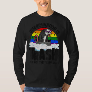 Discrimination Is Trash Opossum Rainbow Flag Gay P T-Shirt