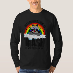 Discrimination Is Trash Racoon Rainbow Flag Gay P T-Shirt