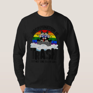 Discrimination Is Trash Racoon Rainbow Flag Gay P T-Shirt