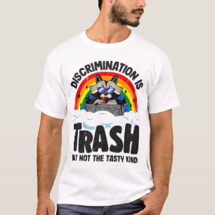 Discrimination Is Trash Racoon Rainbow Flag Gay P T-Shirt