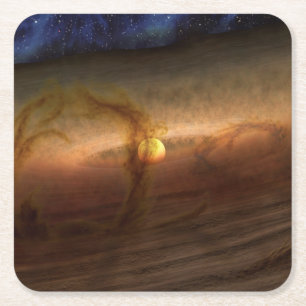 Discs Of Planet-Forming Material Circling Stars. Square Paper Coaster