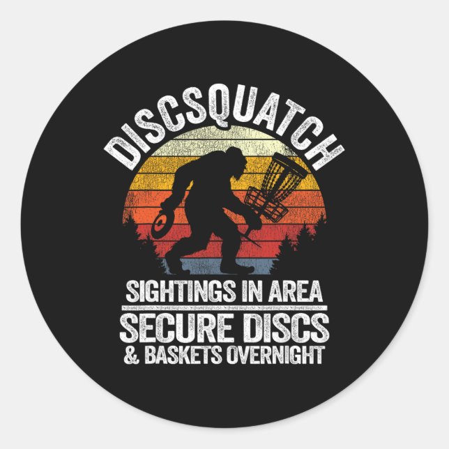 Discsquatch Frisbee Golf Sket Sasquatch Funny Disc Classic Round Sticker (Front)