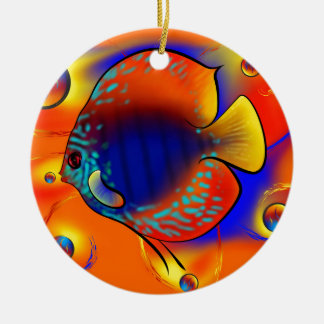 Discuremia V1 - abstract digital artwork Ceramic Tree Decoration