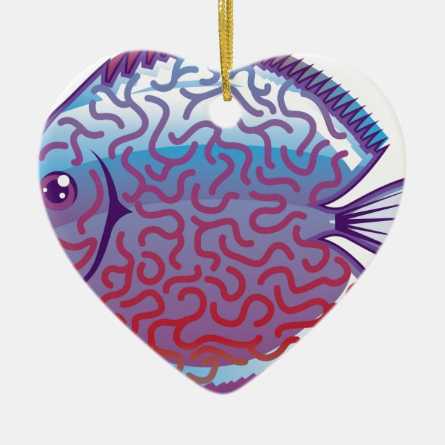 Discus Aquarium fish Ceramic Tree Decoration (Front)