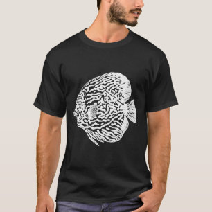 Discus Fish Animal Ink Art Fish Drawing On Black T-Shirt