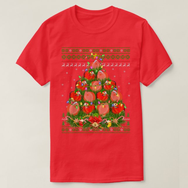 Discus Fish Xmas Lighting Tree Santa Discus Ugly C T-Shirt (Design Front)