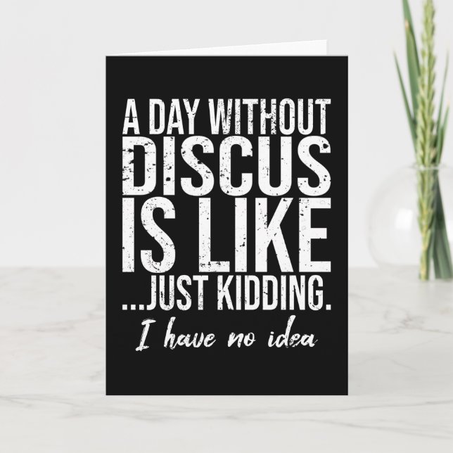Discus funny sports gift idea card (Front)