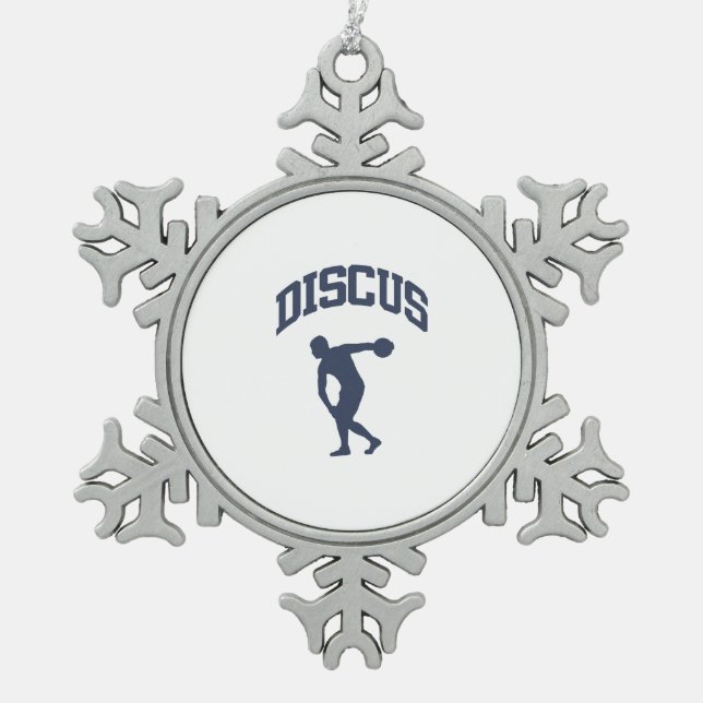 Discus Snowflake Pewter Christmas Ornament (Front)