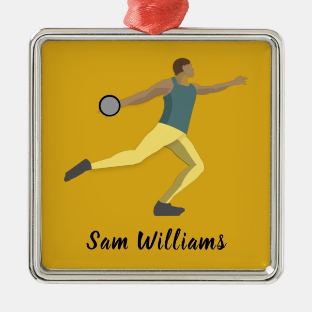 Discus Throwing Metal Tree Decoration (Front)