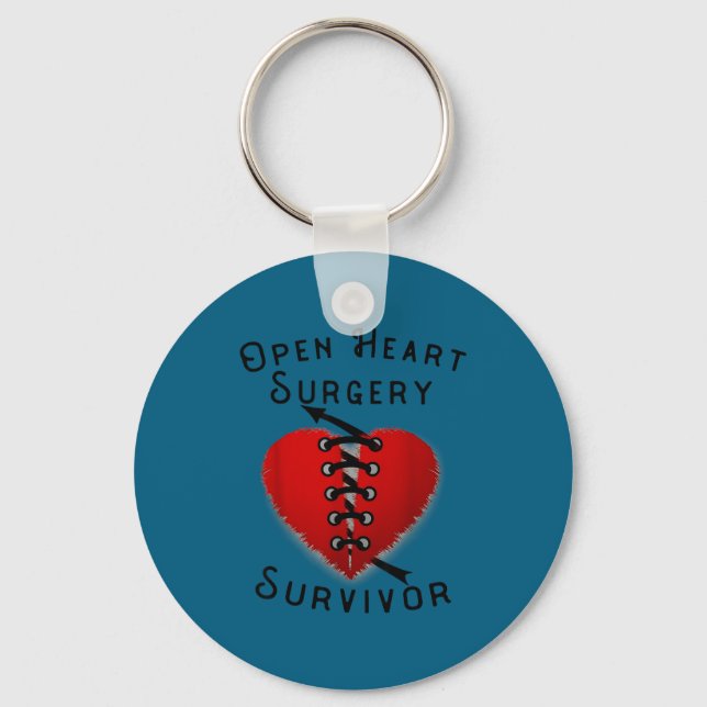 Disease Awareness Open Heart Surgery Survivor Ed H Key Ring (Front)