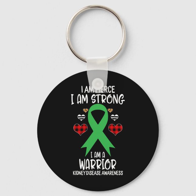 Disease Awareness Ribbon I Am Fierce Strong Warrio Key Ring (Front)