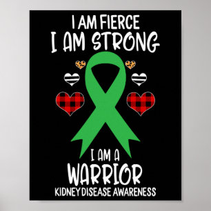 Disease Awareness Ribbon I Am Fierce Strong Warrio Poster