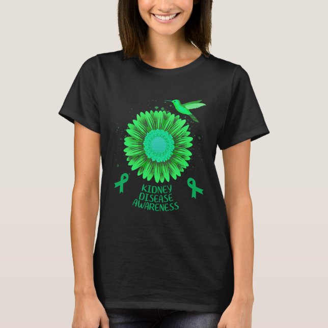 Disease Awareness Sunflower Hummingbird Gift  T-Shirt (Front)