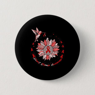 Disease Awareness Sunflower Hummingbird Ribbon  6 Cm Round Badge
