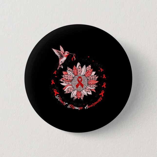 Disease Awareness Sunflower Hummingbird Ribbon  6 Cm Round Badge (Front)
