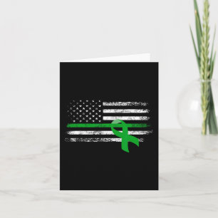 Disease Awareness Us Flag Support Squad Green Ribb Card