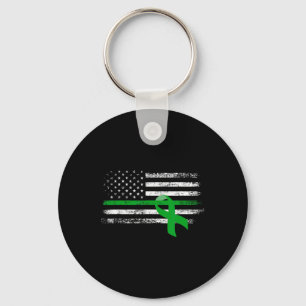 Disease Awareness Us Flag Support Squad Green Ribb Key Ring
