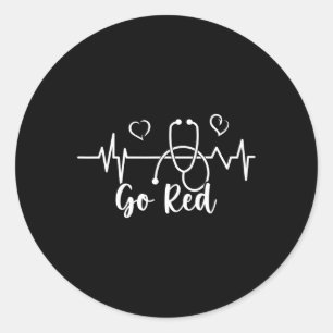Disease Awareness We Wear Red In February Go Red H Classic Round Sticker