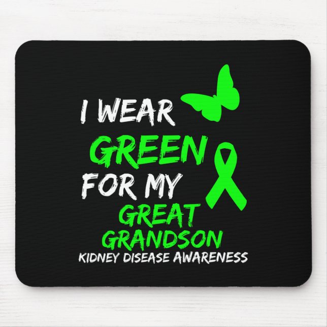 Disease I Wear Green For My Great Grandson Ribbon  Mouse Mat (Front)