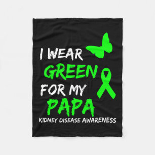 Disease I Wear Green For My Papa Ribbon Fleece Blanket