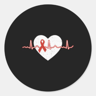 Disease Month Outfits Red Day Heart Ribbon Classic Round Sticker