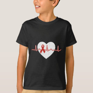 Disease Month Outfits Red Day Heart Ribbon T-Shirt