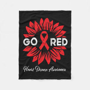Disease Sunflower Go Red Heart Disease Awareness Fleece Blanket