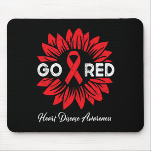 Disease Sunflower Go Red Heart Disease Awareness Mouse Mat