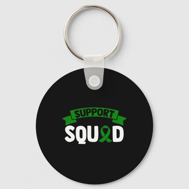 Disease Support Squad - Green Awareness Ribbon 1  Key Ring (Front)