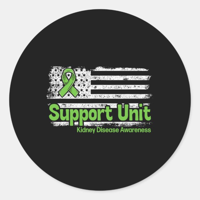Disease Support Unit Flag Kidney Disease Awareness Classic Round Sticker (Front)